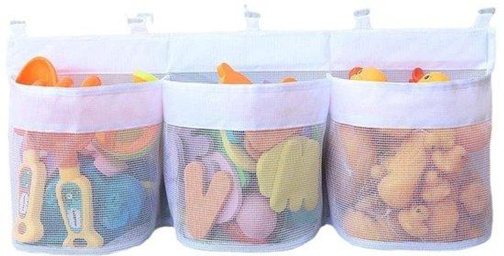 Netzak für Badkammer, schimmelbeständig, wasserdicht und atmungsaktiv, Sortiertuch für Spielzeug, Regal für Spielzeug an der Wand