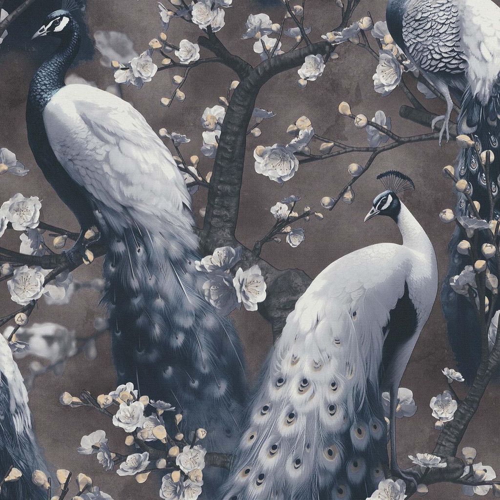 Vliestapete 10414-15 Play of light Pfau schwarz Produktbild 