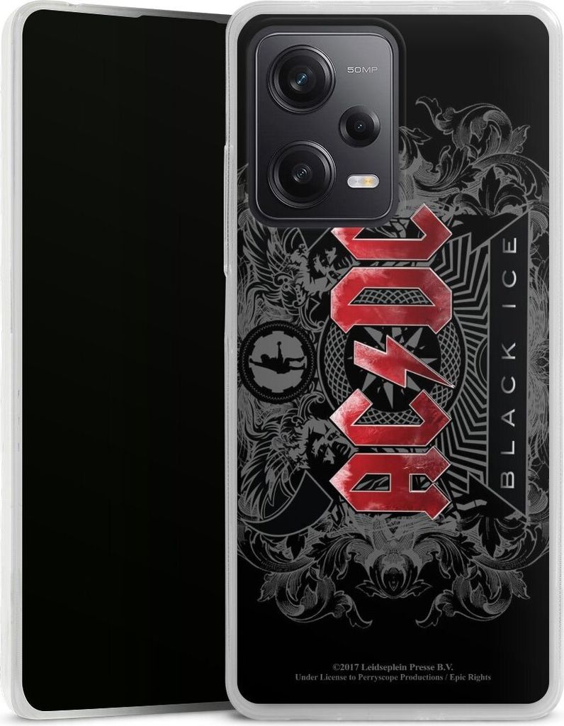 DeinDesign Slim Hülle für Xiaomi Redmi Note 12 Pro 5G Silikon Case Ultra Dünn Handyhülle ACDC Black Ice Fanartikel