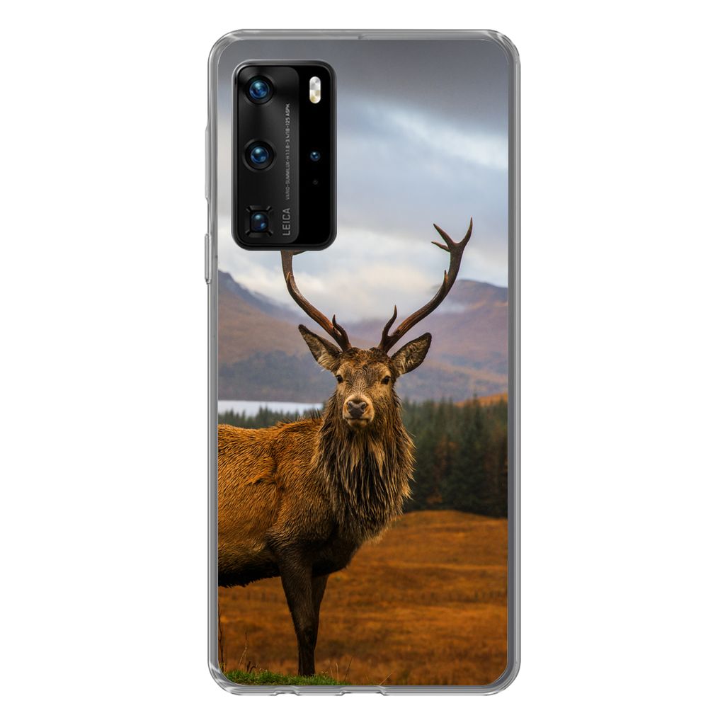 MuchoWow Handyhülle Schutzhülle Hülle für Huawei P40 Pro Hirsche - Berge - Wasser - Landschaft - Tiere - Bäume Silikon Softcase Handy Hülle...