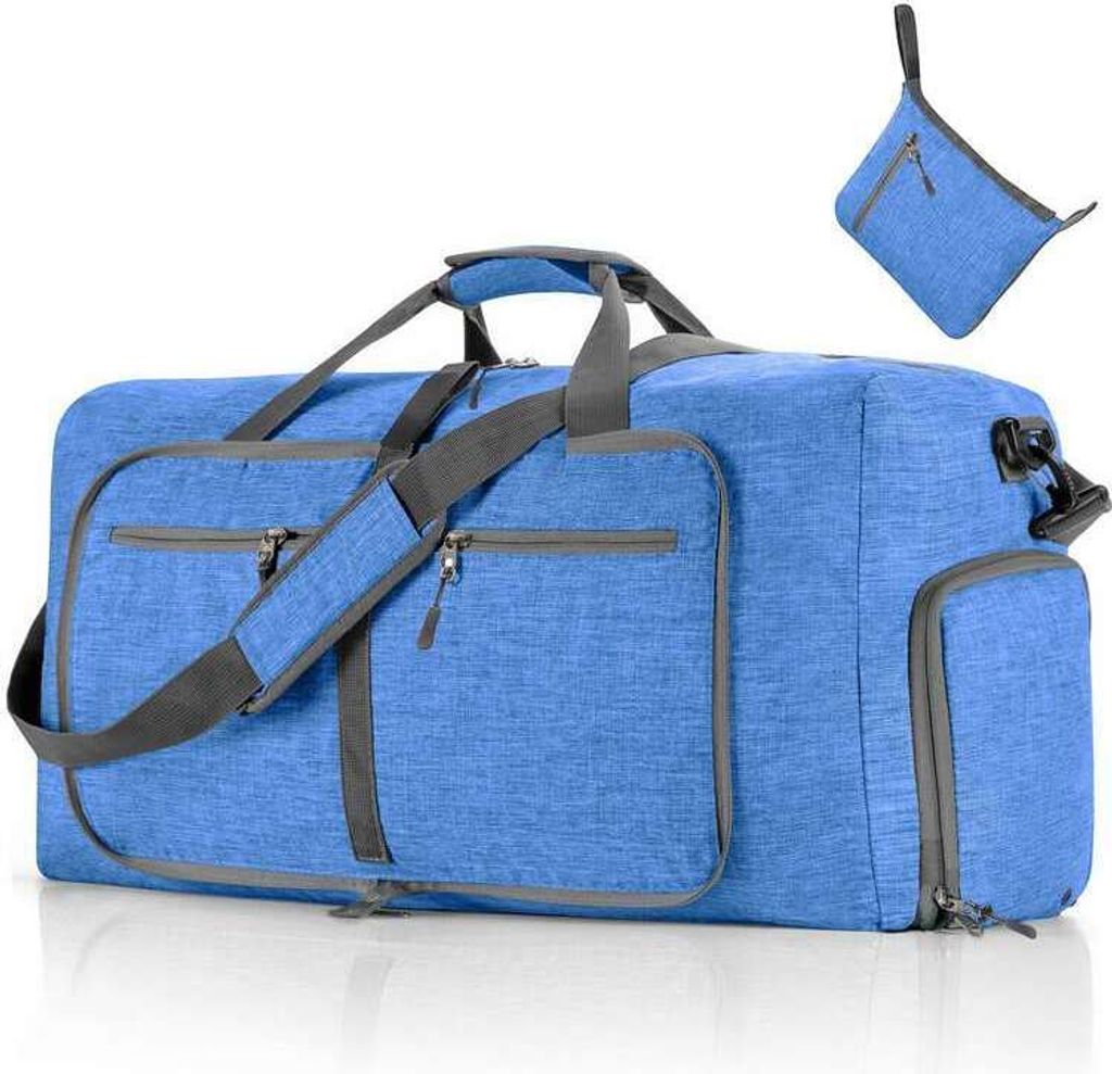 Zusammenklappbare Hand-Reisetasche, Uni Sporttasche Fitness-Reisetasche, 115L Großer Kapazität Reisetaschen, Farbe: Hellblau