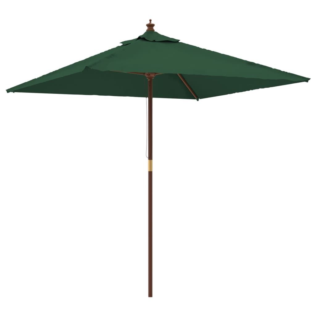 vidaXL Parasol avec mât en bois vert 198x198x231 cm Image du produit 