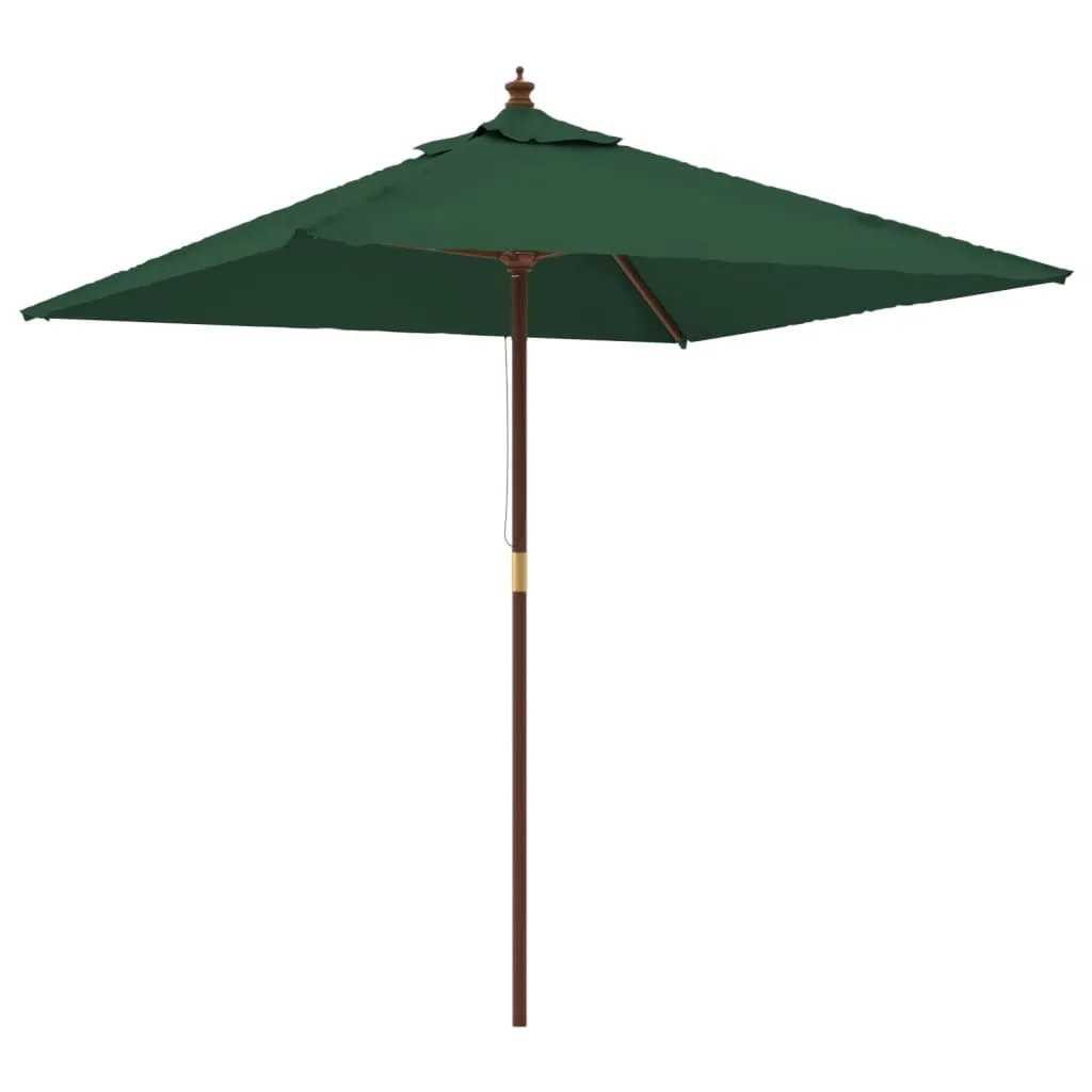 vidaXL Ombrellone con asta in legno verde 198x198x231 cm