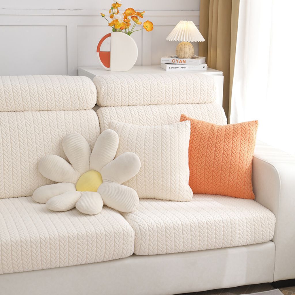 (Beige, Kissenbezug) Couchkissen-Kissenbezug, elastischer, Produktbild 