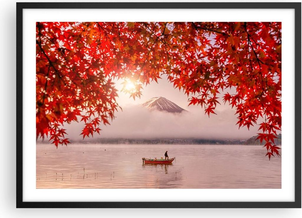 Gerahmtes Poster - Schwarzer Rahmen - Vulkan See - 70x50 cm - Wand Bild - Wanddeko - Wandbilder - Kunstposter - Wandposter - Bilderrahmen - Bilder ...