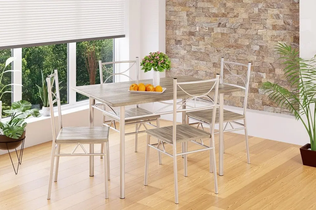 Ensemble table et 4 chaises chêne compact pour petit espace de vie - 3