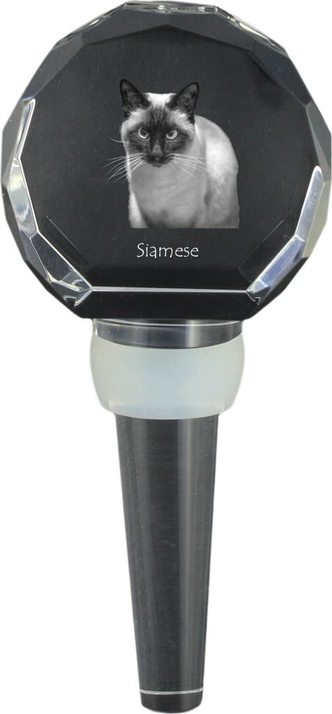 Siam - Kristallflaschenverschluss mit Katze, einzigartiger Weinverschluss mit Foto, personalisiertes Geschenk für Sommelier der Marke Art-Dog
