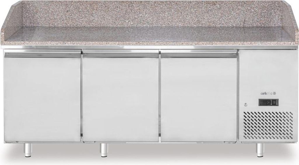 Pizzakühltisch mit Granitarbeitsplatte, 3-türig, Arktic, 375L, Granit, 230V/400W, 2010x800x(H)875mm
