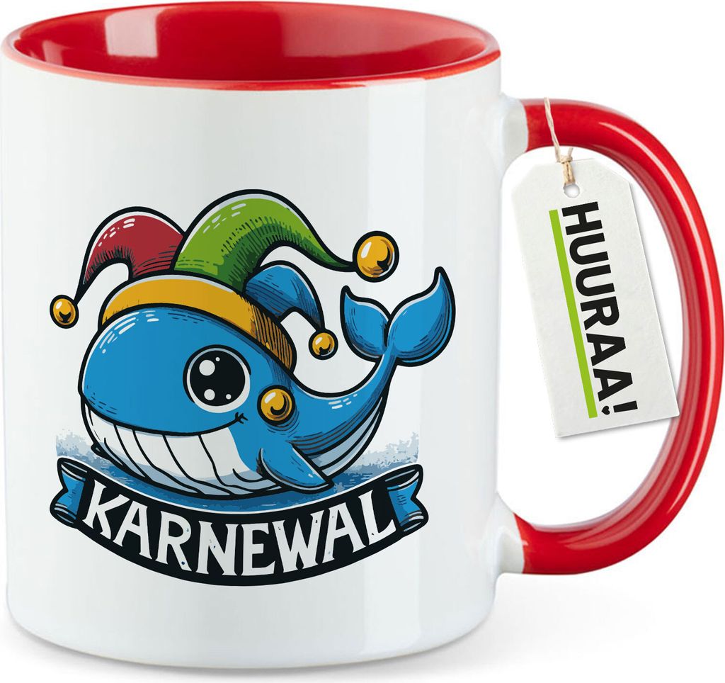 Huuraa Kaffeetasse Karnewal Karneval Wal 330ml Rot Keramik Kaffeebecher Geschenkidee