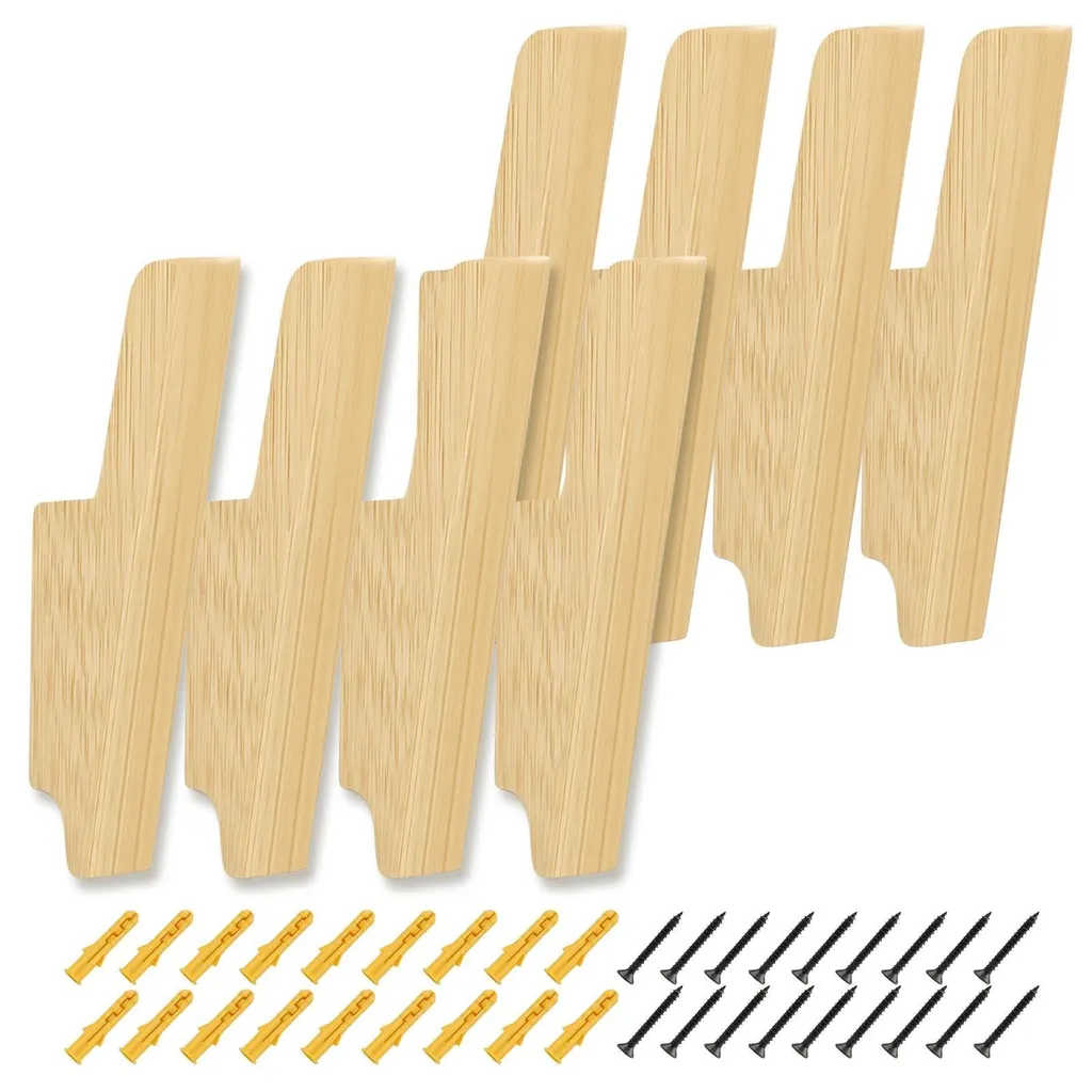 Lot de 8 patères en chêne massif avec vis et chevilles pour entrée