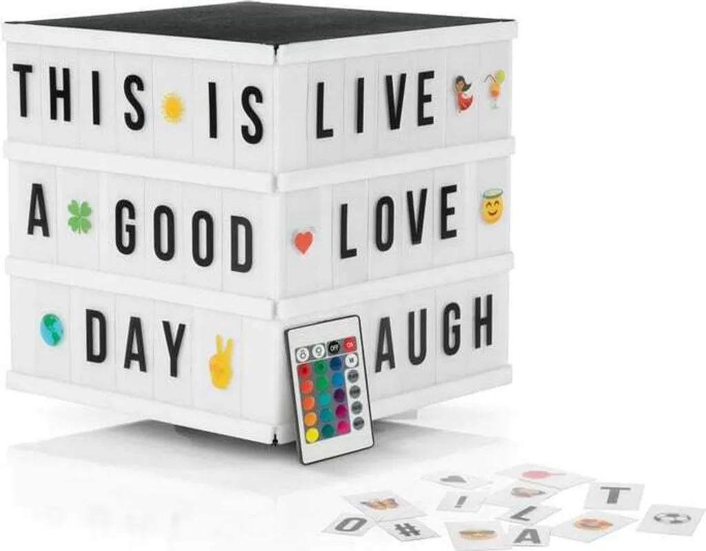 Cubo Luminoso EASYmaxx LED - Cinema Lightbox con 173 Lettere e 150 Moodji