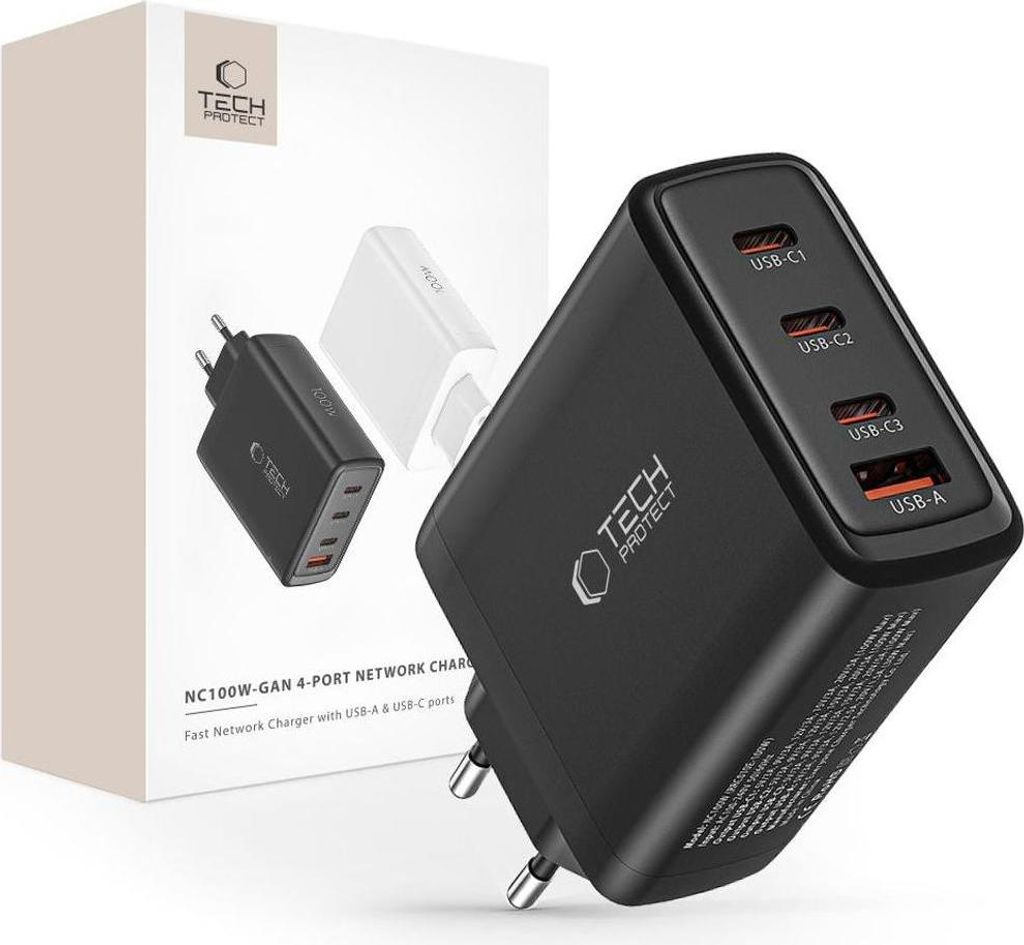 Tech-Protect Nc100W-Gan 4-Port-Netzwerk-Ladegert Produktbild 