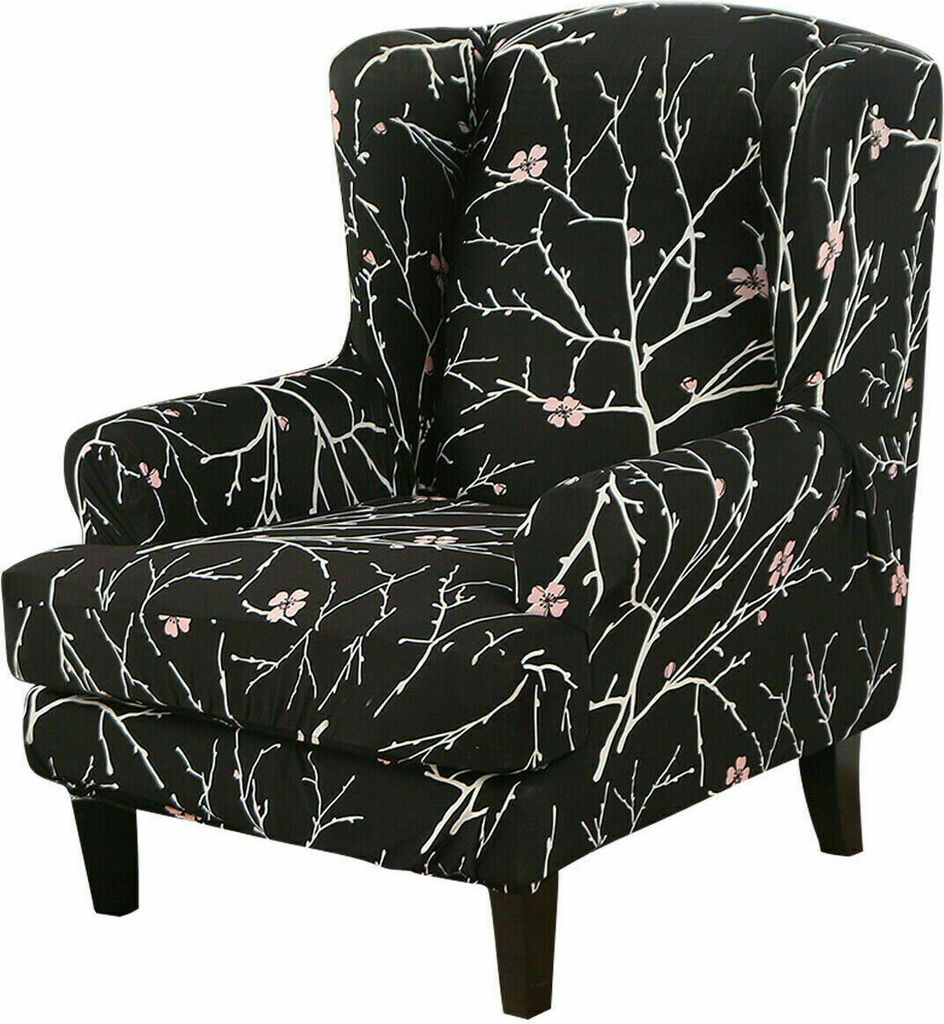 Jacquard Ohrensessel Schonbezug, Elastische Sesselbezug Sesselüberwurf Sofaüberwurf Stretch Schutzhülle mit Modern Muster Sessel Husse für Ohre...