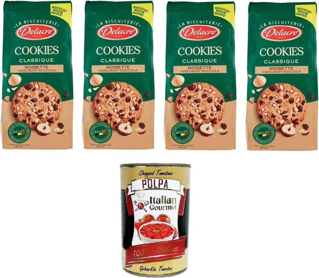 Delacre Cookies Classique Noisette Haselnuss-Haselnuss 4x136 g +Italian Gourmet polpa 400g