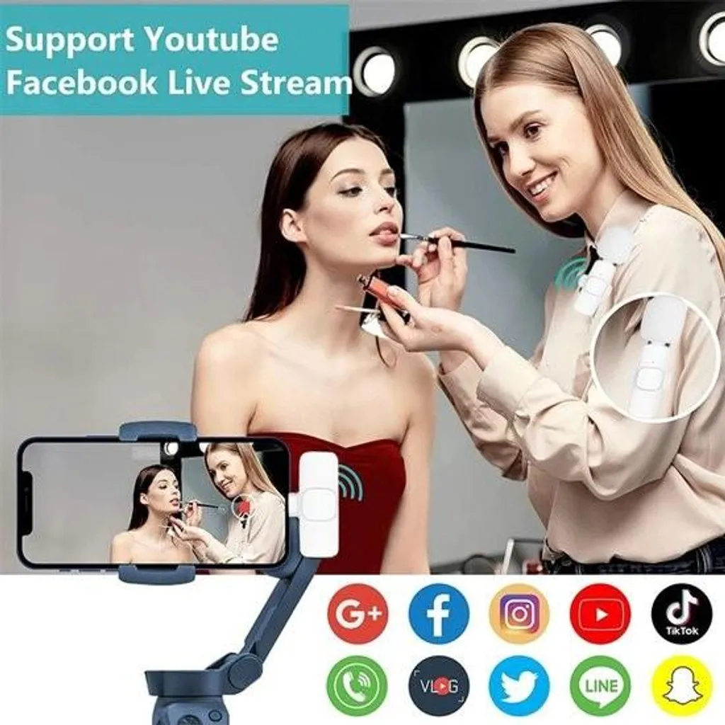 Mini-micro Lavalier sans fil 2 pièces Rose Bonbon pour iPhone et Android