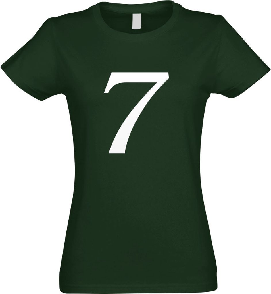 Kiwistar - T-Shirt tailliert - Damen - flaschengrün - Zahl 7 - Zahlen Nummern - mit Motiv Bedruckt - Funshirt Design - Sport - Freizeit - Damen - XL