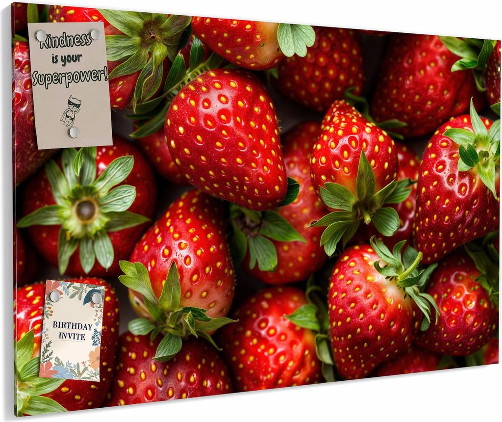 Magnettafel 60x40cm magnetisch & beschreibbar Metall-Board - Frische Erdbeeren