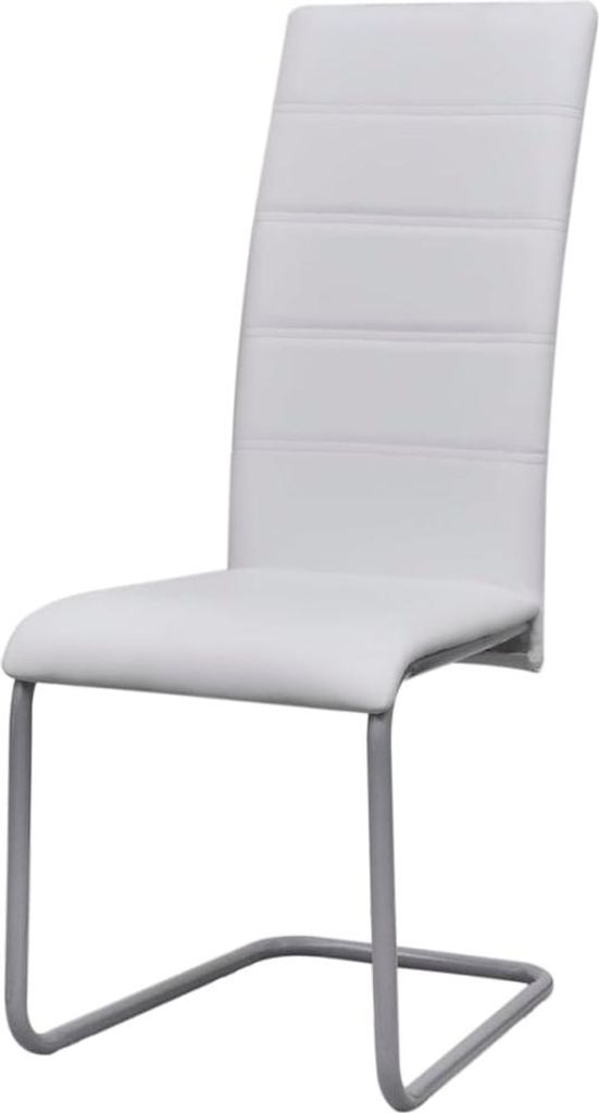 vidaXL Freischwinger 4 Stk. Weiß Kunstleder