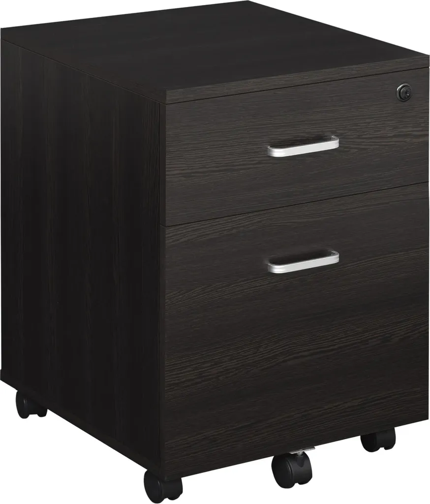 Caisson à roulettes pour dossiers suspendus A4 noir 2 tiroirs 40x45x55cm