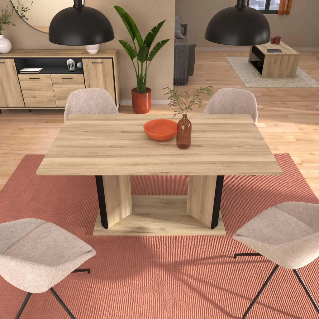 Grande table de repas Oskar extensible pour 8 personnes chêne noir - 3