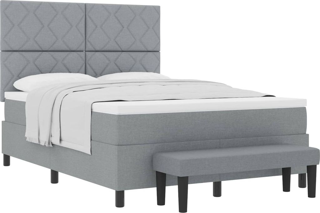 Boxspringbett mit Matratze Hellgrau 160 x 200 cm Stoff
