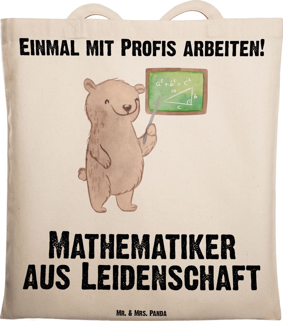 Mr. & Mrs. Panda Einkaufstüte Mathematiker Leidenschaft - Transparent - Geschenk, Jutebeutel, Witzig, Master, Tote Bag, Spruch, Bachelor, Laptopta...