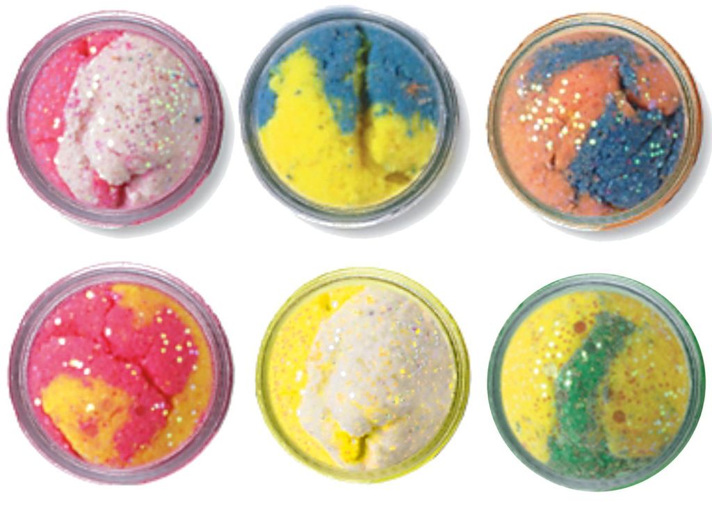 Berkley PowerBait Glitter Turbo Dough - 50g Forellenteig, Farbe:Neon Blau / Gelb