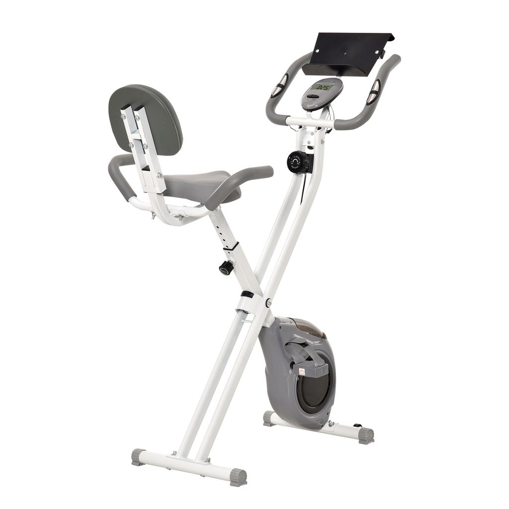 HOMCOM Faltbarer magnetischer Heimtrainer, Fitnessfahrrad, Indoor-Fahrrad, hoher Komfort, Rückenlehne, verstellbare Sattelgriffe, Multifunktions-L...