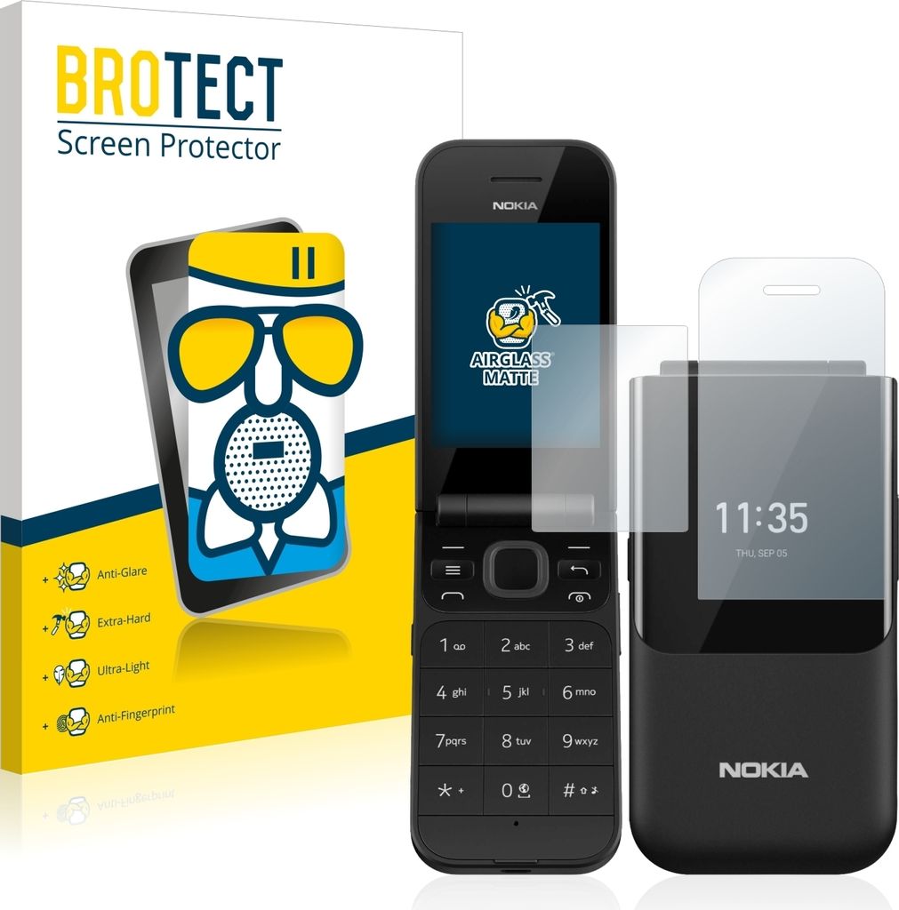 BROTECT Entspiegelungs Schutzglas für Nokia 2720 Flip Schutzfolie Panzer Folie Glas Display Schutz matt