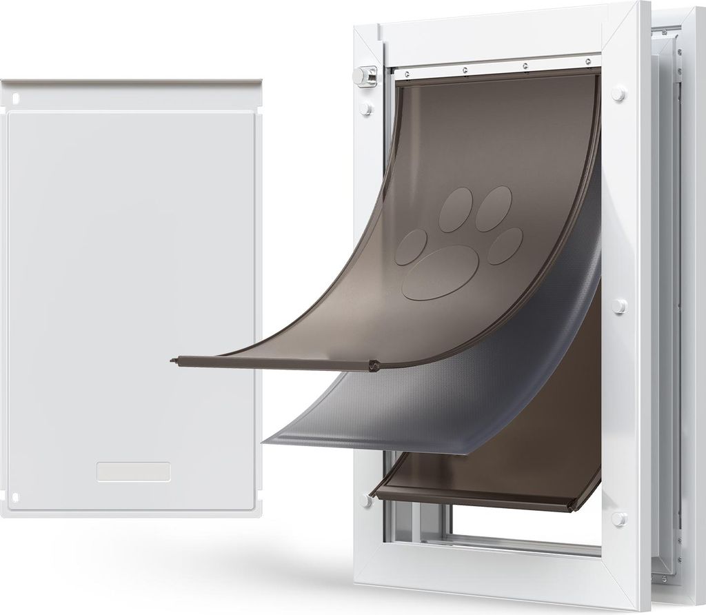 SucceBuy Hundeklappe (Groß) mit 3 Magnetklappen & stabilem Metallrahmen, Wetterbeständige Haustiertür für Innen- und Außentüren, Katzentür H...