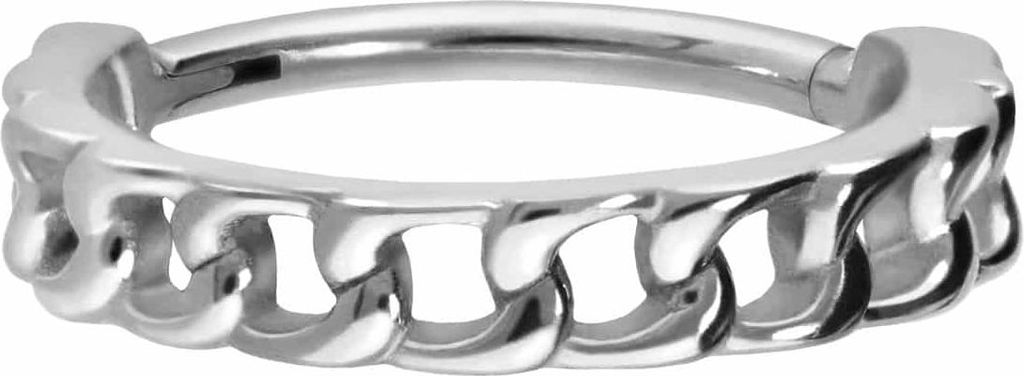 Ohrpiercing, Nasenpiercing, Septum Piercing Chirurgenstahl Segmentring Clicker PANZERKETTEN-DESIGN Silber Innendurchmesser: 12 mm