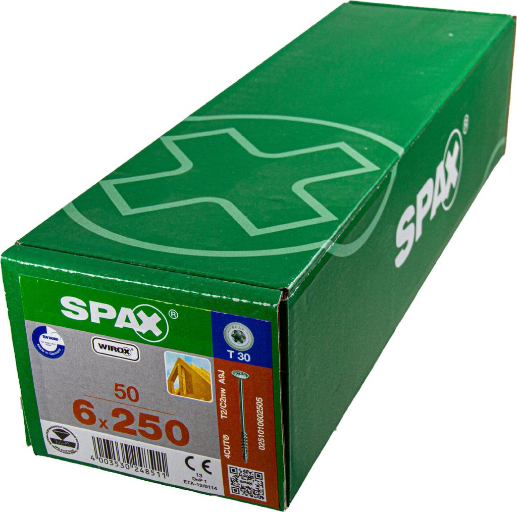 SPAX TELKO T-STAR+ T30 VG WIROX 6 x 250 50 Stk