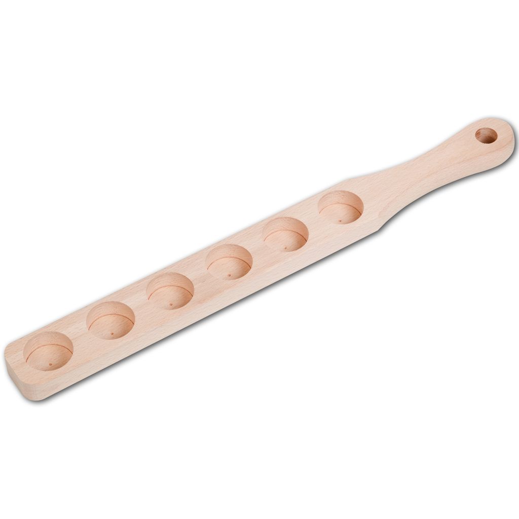 Schnapslatte für 6 Schnapsgläser aus Holz 50,5 cm