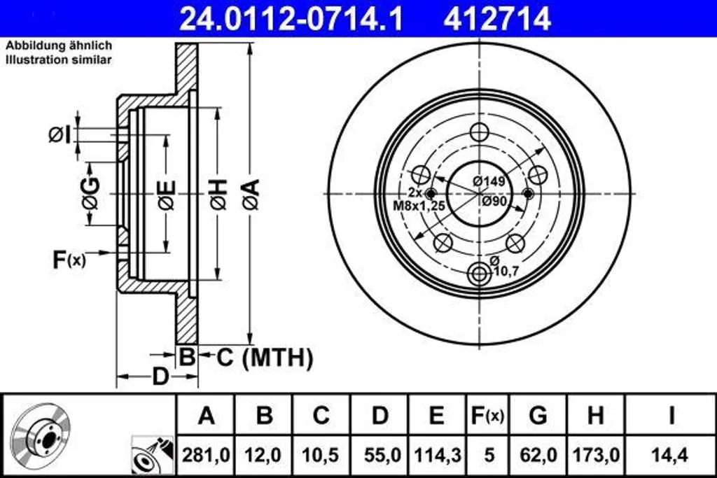 Stop vibrations : Disque de frein ATE pour RAV 4 OE 4243142060
