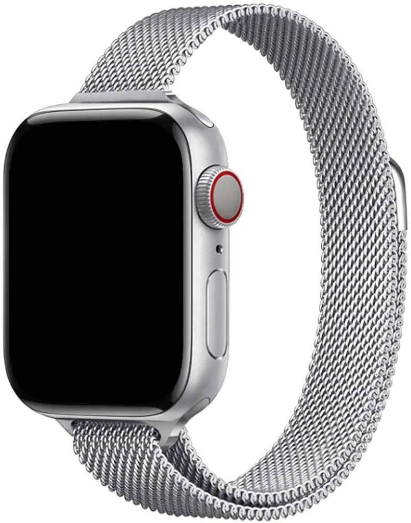 Stravo Slim Milanaise-Armband – Passend für Apple Watch 42/41/40/38 mm (Serie 11–1, SE 1–3) – Elegant, Magnetverschluss – Silber