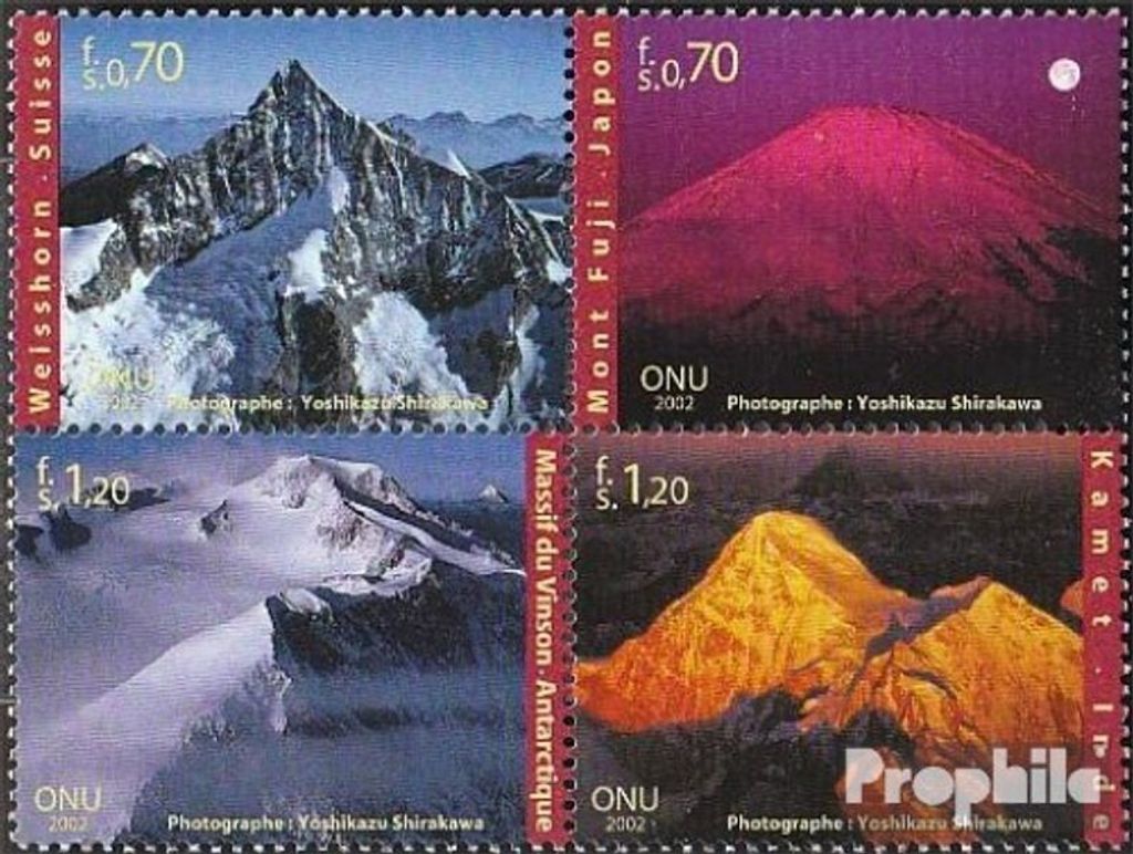 Briefmarken UNO - Genf 2002 Mi 440-443 Viererblock (kompl.Ausg.) gestempelt Jahr der Berge