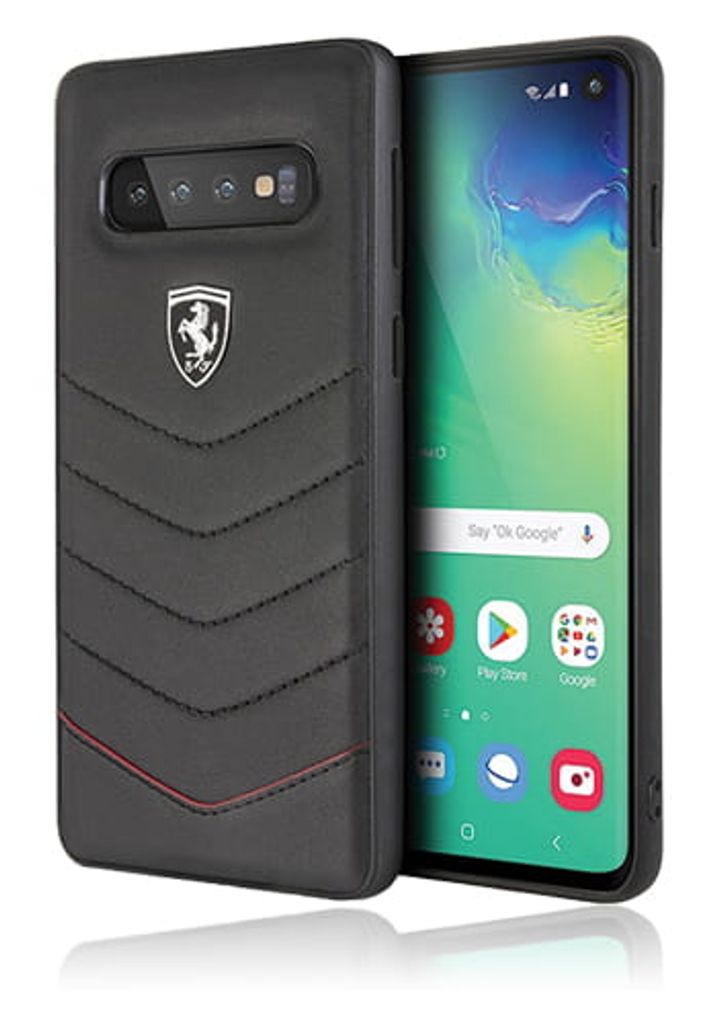 Ferrari Hard Cover Genuine Leather Quilted Black, Heritage Collection für Samsung G970 Galaxy S10e, FEHQUHCS10LBK, Blister