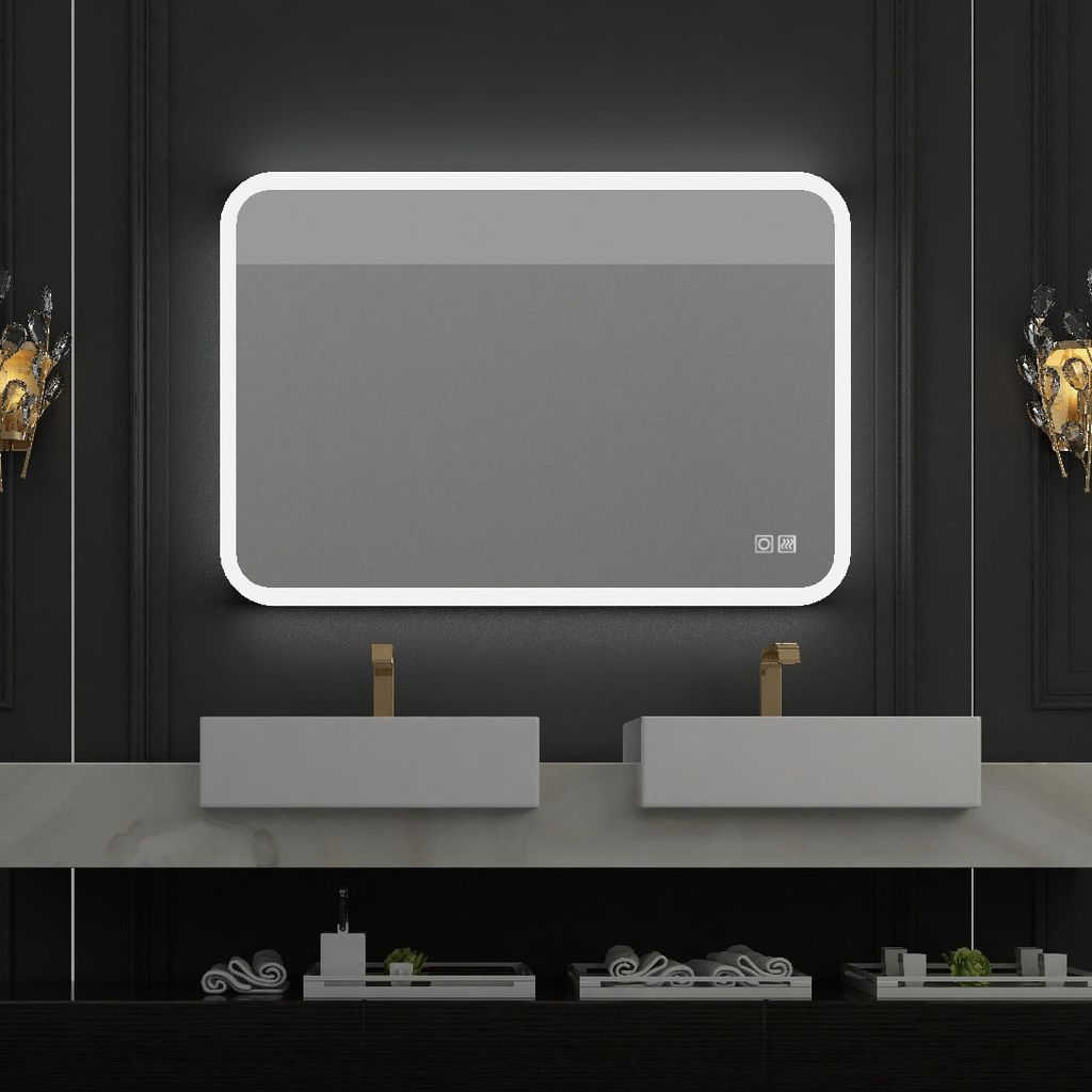 Wandspiegel Badezimmerspiegel Wandspiegel Spiegel mit Ablage 60x50cm weiß 
