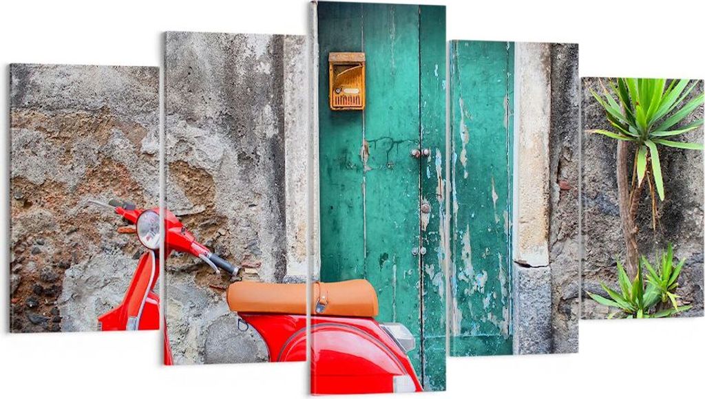 Bild auf Leinwand - Leinwandbild - Scooter transport italien retro - 160x85cm - Wand Bild - Wanddeko - Leinwanddruck - Bilder - Kunstdruck - Leinwa...