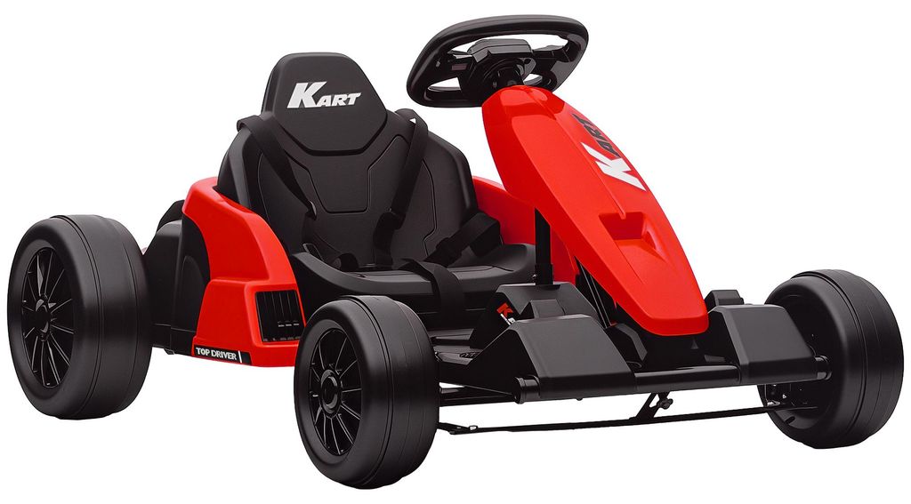 24V Elektrisches Go-Kart. Drift-Modus. verstellbarer Sitz. 5-Punkt-Sicherheitsgurt. Musikfunktion. Hupe. 6-12 Jahre Rot