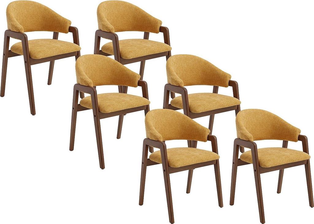 Stuhl mit Armlehnen 6er-Set - Strukturstoff & Kautschukholz Produktbild 