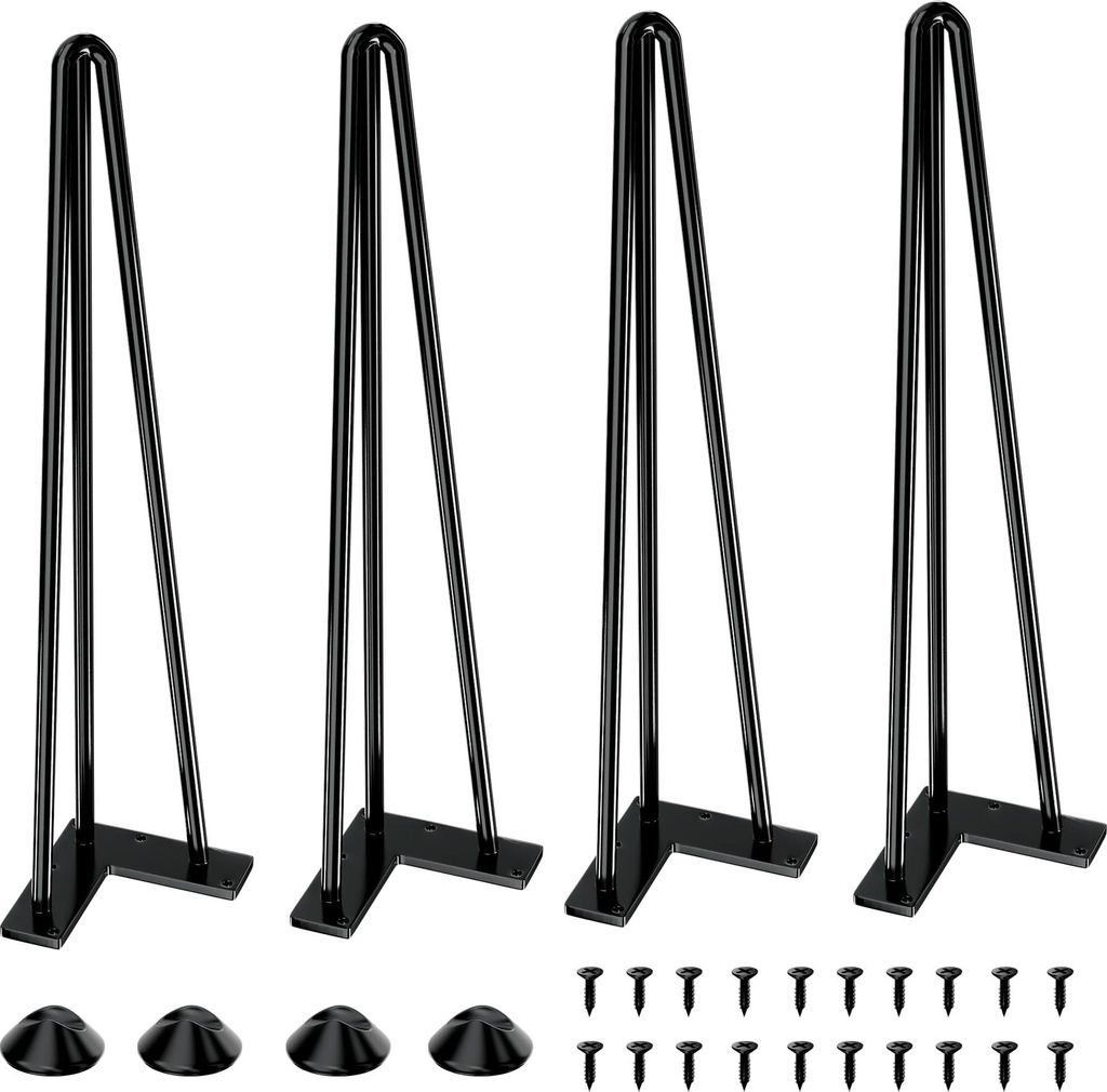 Tischbeine Tischfüße aus Metall mit Bodenschonern 51 cm 4 Stück