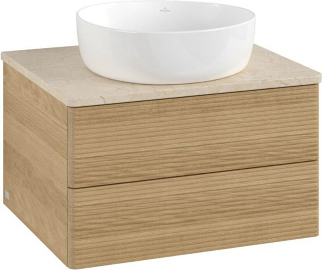 V&B Waschtischunterschrank mit Frontstruktur -Beleuchtung Antao 60x36x50cm, WBP-farbe botti., honey oak