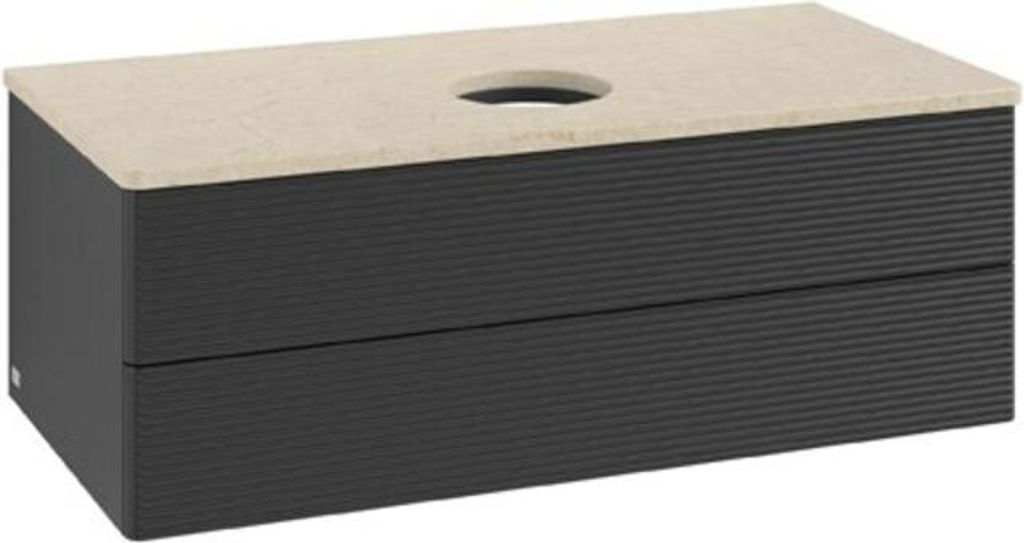 V&B Waschtischunterschrank mit Frontstruktur Antao 100x36x50cm, WBP-farbe botti., bla m Lac