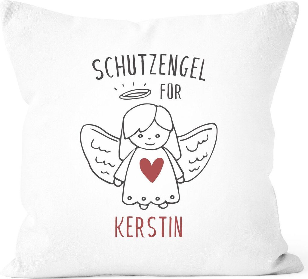 Kissen-Bezug Schutzengel mit Namen Glücksbringer personalisierte Geschenke Dekokissen Glückskissen SpecialMe weiß unisize