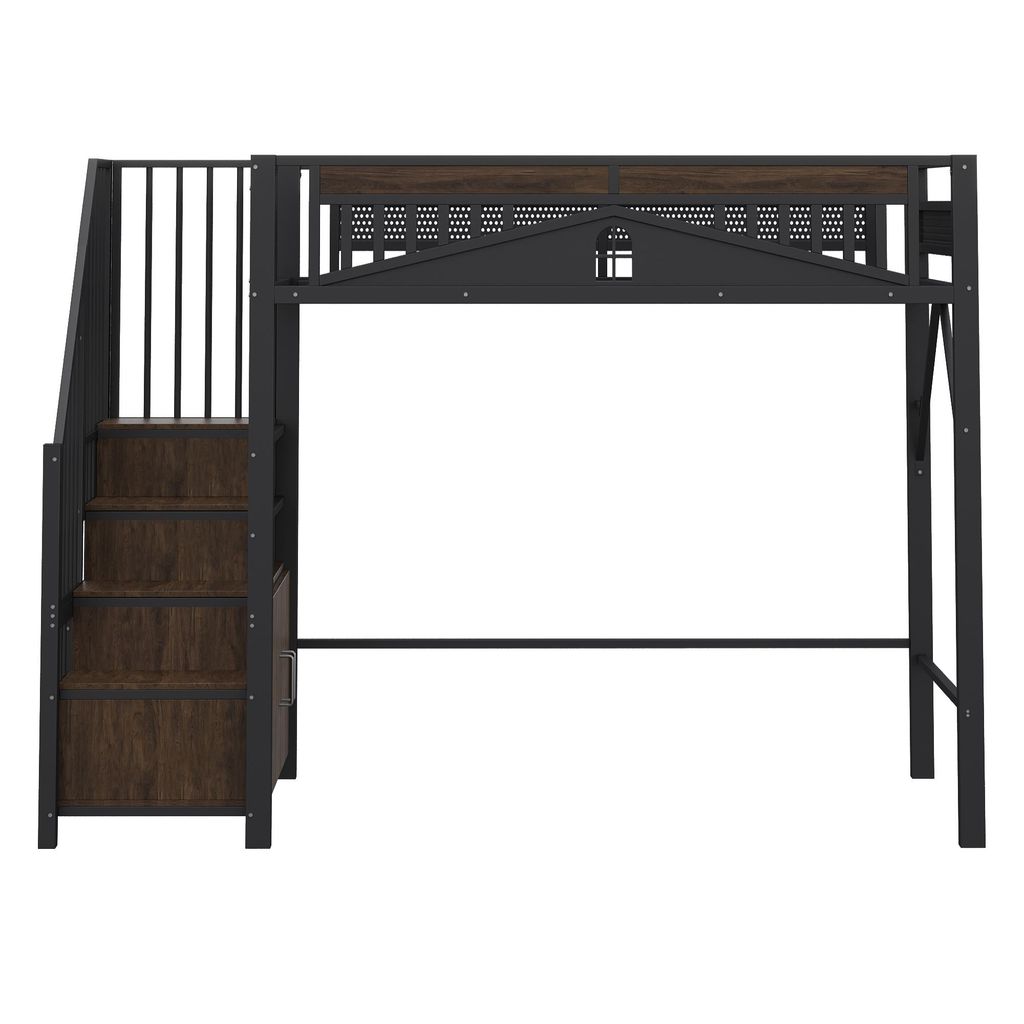 Flieks Etagenbett 90x200cm mit Treppe, Hochbett mit Schrank Produktbild 