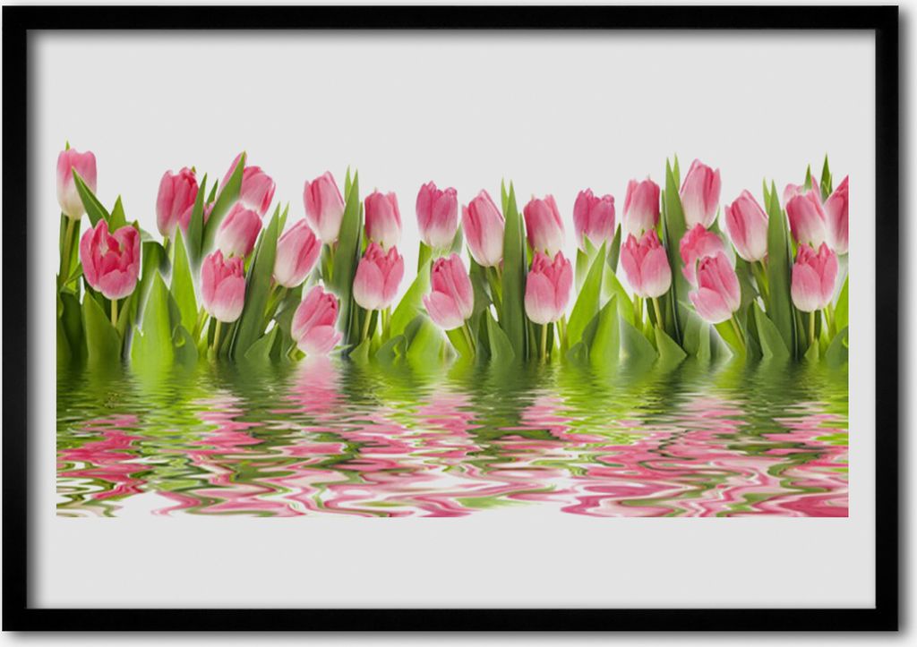 Bild 100x70 MDF-Rahmen Wandkunst Pflanze Tulpen Natur