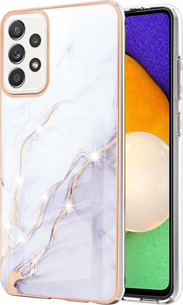Galaxy A52 Hülle, Ultra Dünn Marmor Handyhülle Anti-Shock Soft TPU Bumper Schutzhülle für Samsung Galaxy A52 5G / 4G Weiß