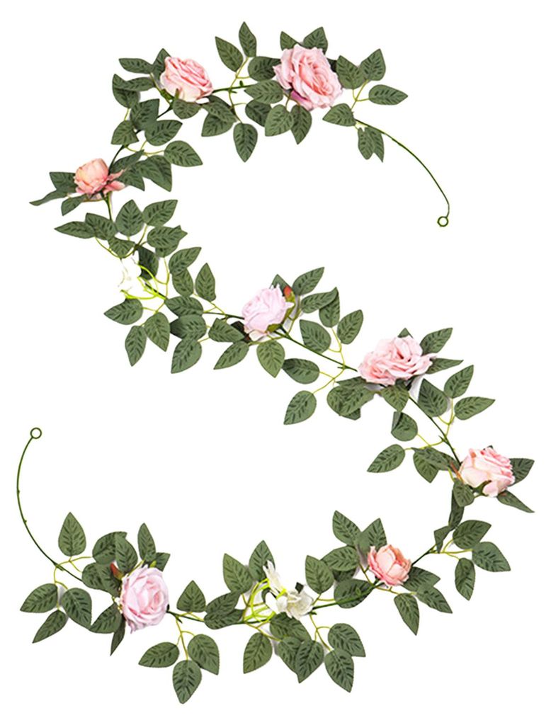 Künstliche Rosengirlande, UV-beständig, realistische Kunstblumenranke mit grünen Blättern, hängende Dekoration für Hochzeiten und Partys, kü...