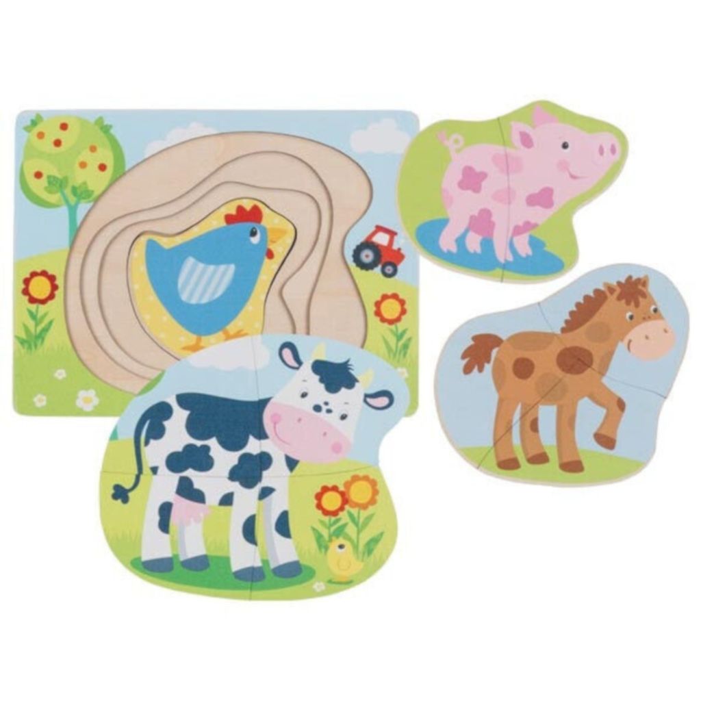 GOKI Mehrschichtenpuzzle Bauernhoftiere